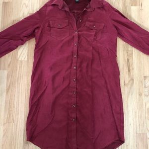Dark red button down dress